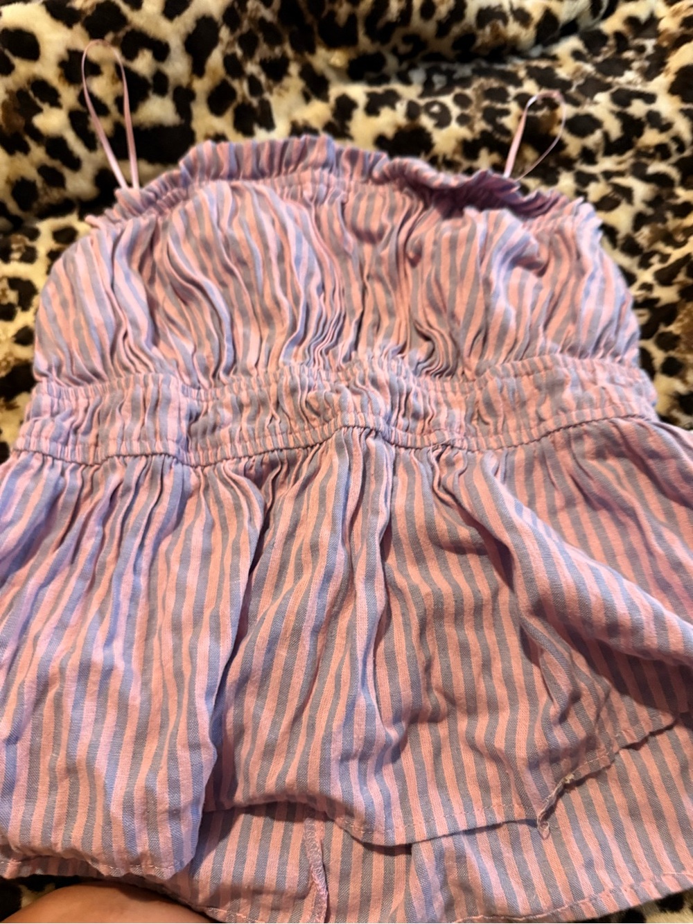 Idem Ditto Pink & Lavender Striped Smocked Top